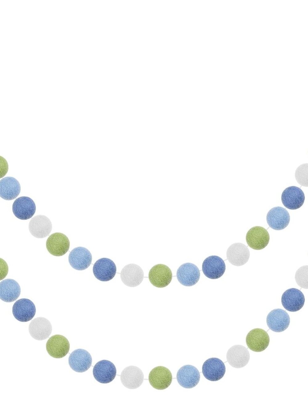 2 Pieces Wool Felt Ball Garland, Sage Green, Dusty Blue, White